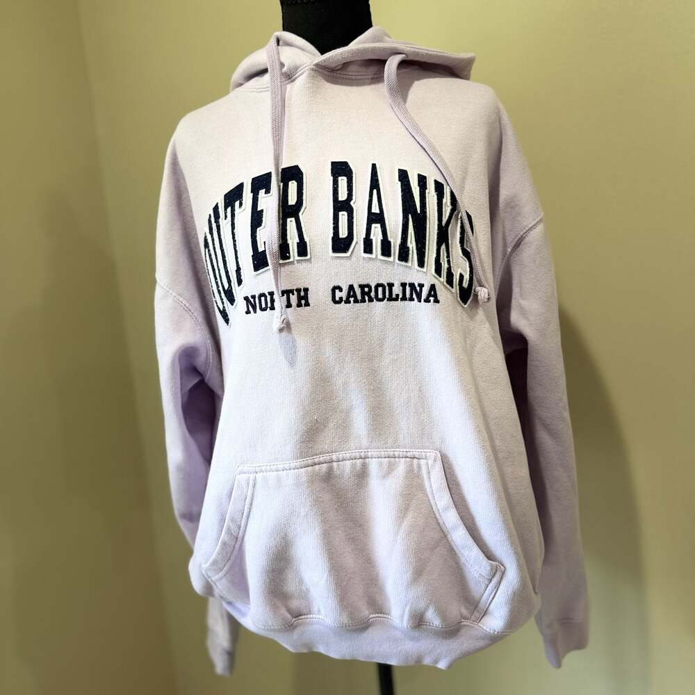 Outer Banks Authentic North Carolina Embroidered Pullover Hoodie Lavender XL
